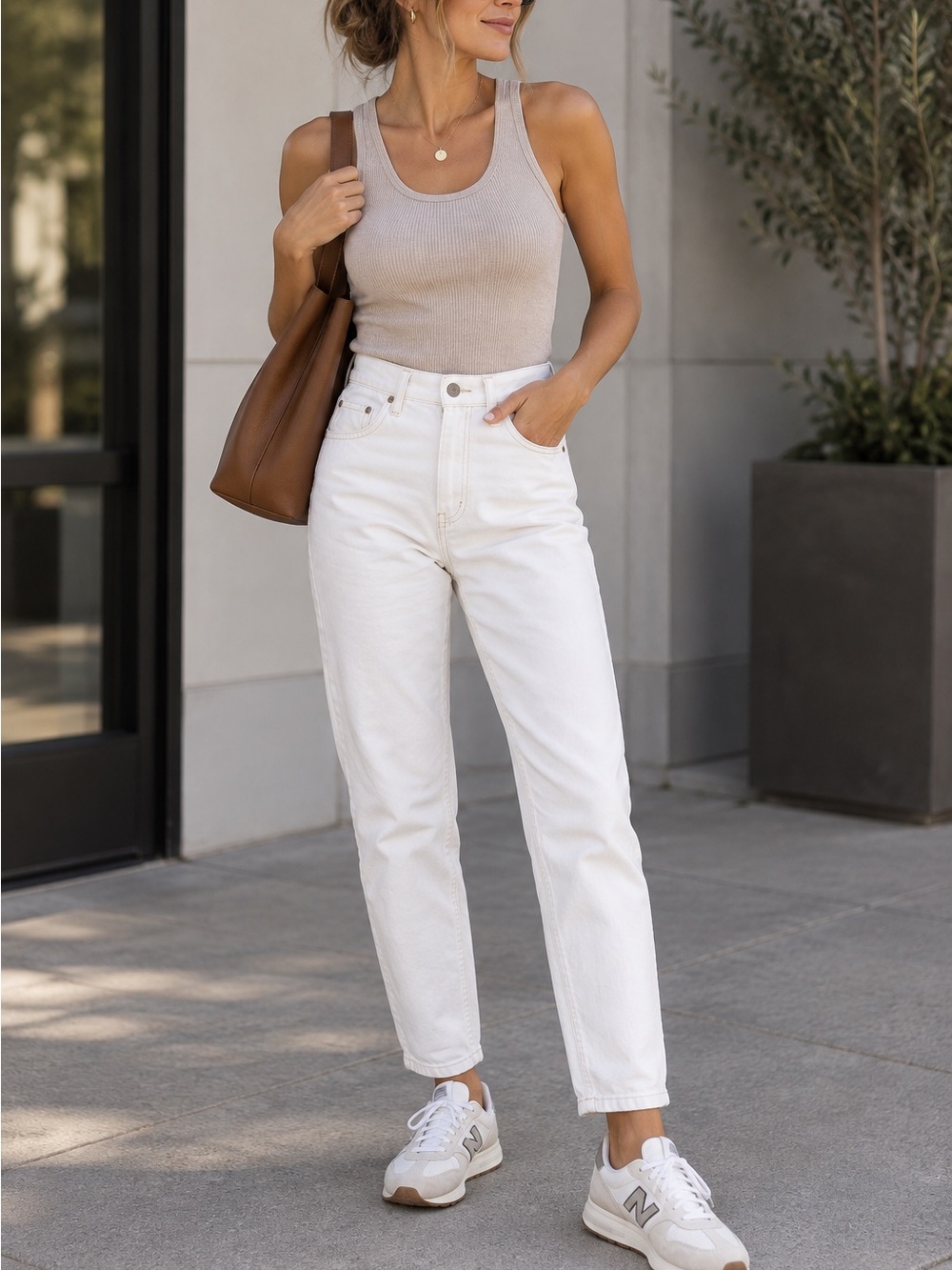 Ann Taylor 100% Cotton White Mom Jeans Cropped Ankle Pants Size 10